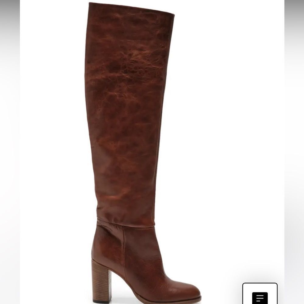 New Free People Dakota Taupe Brown Leather Over-The-Knee Tall Boots EU 39.5 - Picture 4 of 6